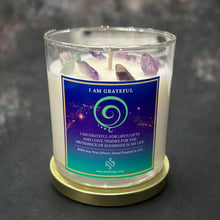 Load image into Gallery viewer, I Am Grateful Crystal Affirmation Candle