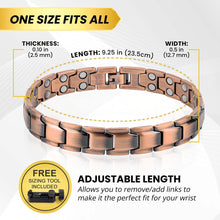 Load image into Gallery viewer, Ultra Strength Pure Copper Magnetic Therapy Bracelet (Leo)
