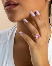 Load image into Gallery viewer, Sterling Silver Elongated Cushion Pink Sapphire CZ Cocktail Ring