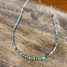 Load image into Gallery viewer, Corrugated Silver Pearl and Jasper Barrel Bead Necklace