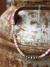 Load image into Gallery viewer, Sterling Silver Desert Spectrum Heishi Beaded Necklace