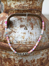 Load image into Gallery viewer, Sterling Silver Desert Spectrum Heishi Beaded Necklace