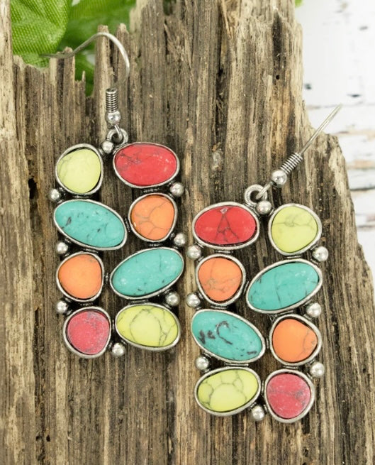 Multi Color Leona Valley Silverstone with Faux Stone Earrings