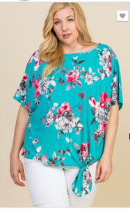Summer time Vibes Curvy Floral Dolman Sleeve Tunic