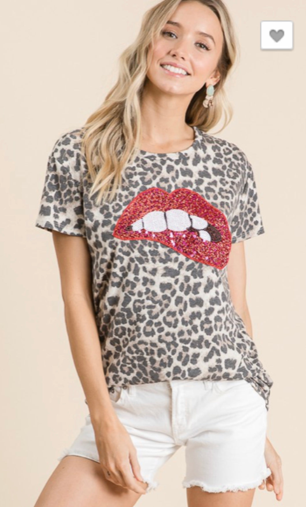 Let it Roar Leopard Top with Sequin Lips
