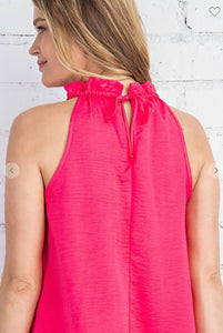 Hot Pink Halter Top with Tie Back