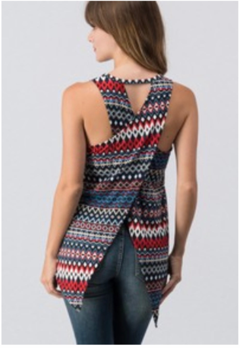 Multi Colored top with Criss Cross back