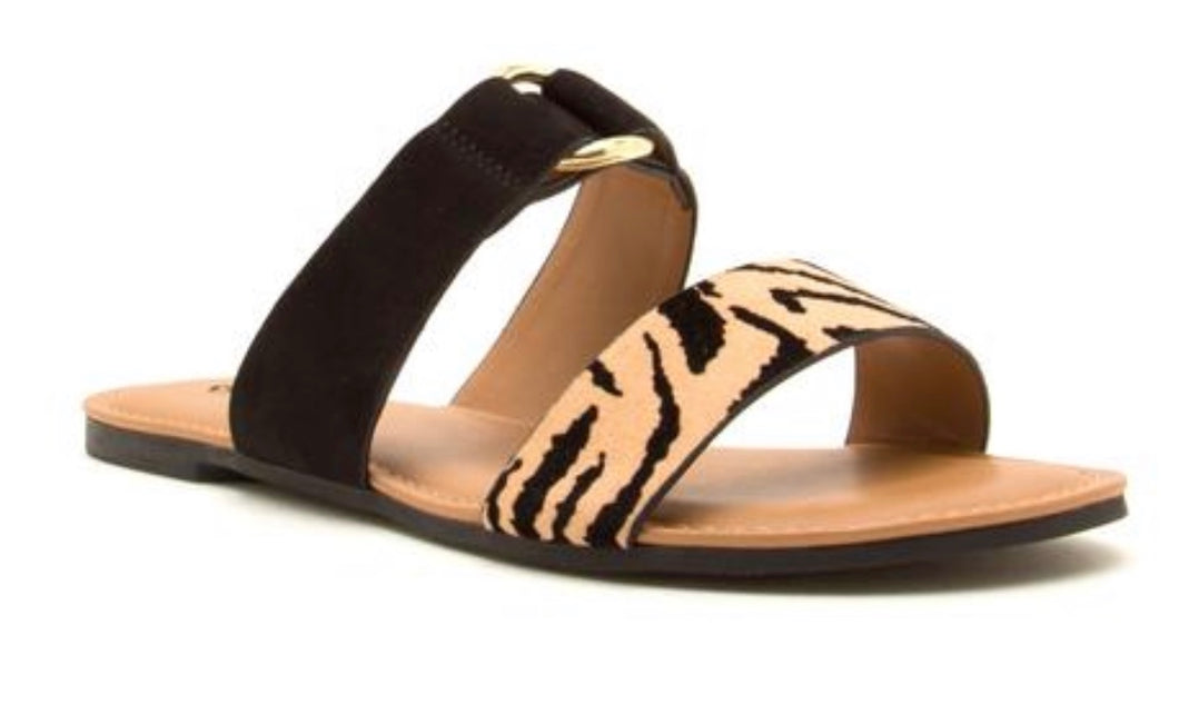 Tiger Sandals Super Cute Black and Tan flip flops