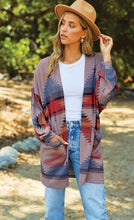Load image into Gallery viewer, Super Cute Mauve Short Duster Aztec Pattern