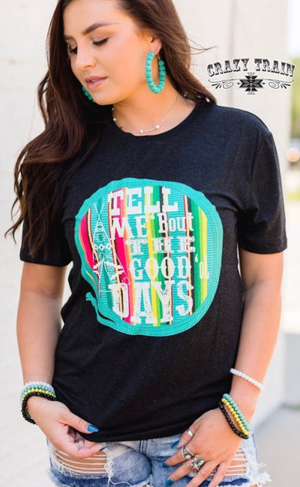 Tell Me About the Good Old Days!  Black Tee Shirt with Cute Design