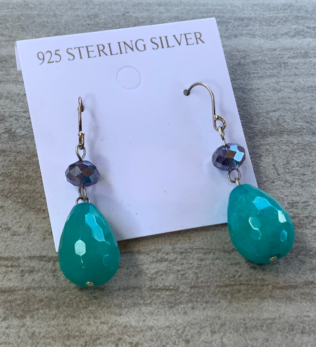 Sterling Silver Turquoise Drop Bead Earrings