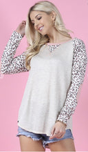 Load image into Gallery viewer, Leopard Animal Print Color Block Top with Elbow Patch