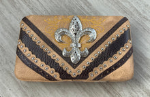 Load image into Gallery viewer, Clutch Wallet with Fleur de Accent and Silver studs