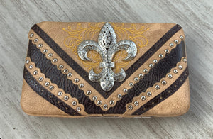 Clutch Wallet with Fleur de Accent and Silver studs