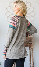 Load image into Gallery viewer, Charcoal Grey And Serape Long Sleeve Tee