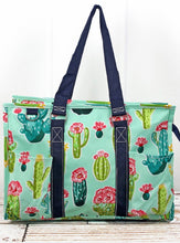 Load image into Gallery viewer, I’m Stuck on You!  Cactus and Turquoise with Navy Blue Trim Tote Bag