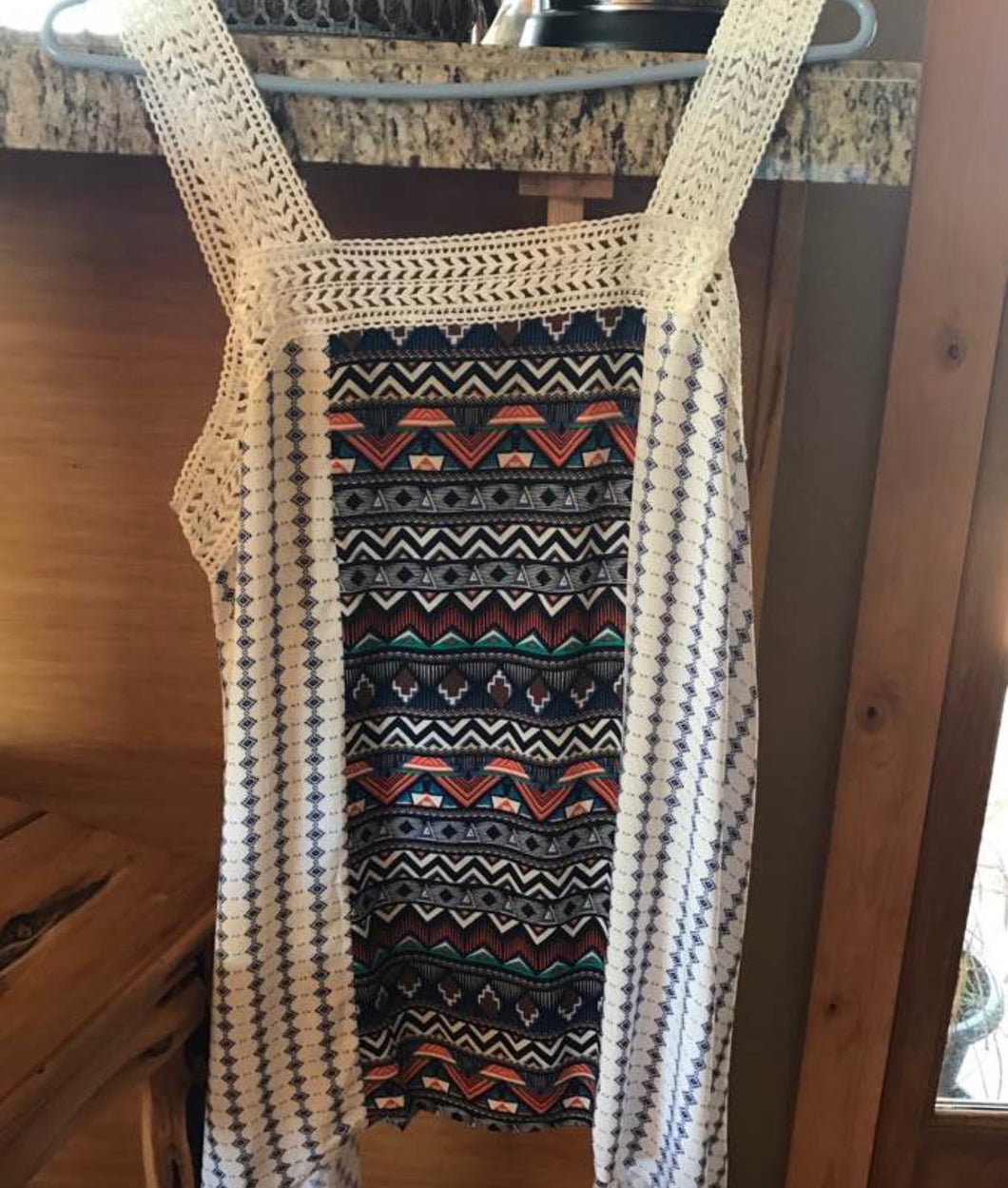 Multi Colored Tank top with handkerchief hem line