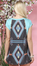 Load image into Gallery viewer, Aztec Color Block Tee with Leopard Accent