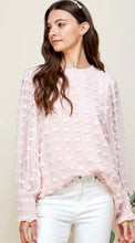 Load image into Gallery viewer, Light Pink Blush Top with Small Pom Pom Dots