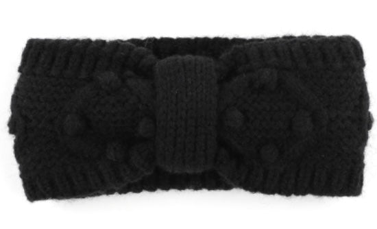 Black Knitted Head Wrap with Knot