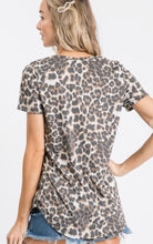 Load image into Gallery viewer, Metallic trimmed leopard top with V-neck