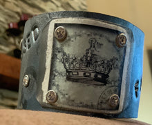 Load image into Gallery viewer, Blessed -Fleur de - Crown Leather Cuff Bracelet