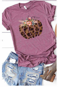 Leopard  Plum Colored Pumpkin Tee