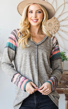 Load image into Gallery viewer, Charcoal Grey And Serape Long Sleeve Tee