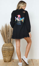 Load image into Gallery viewer, Distressed Frayed Shaket with Graphic Eagle