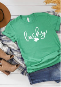 Super Cute Kelly Green Lucky Tee Shirt