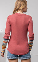 Load image into Gallery viewer, Tribal Accent Long Sleeve Ribbed Thermal Top
