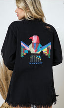Load image into Gallery viewer, Distressed Frayed Shaket with Graphic Eagle