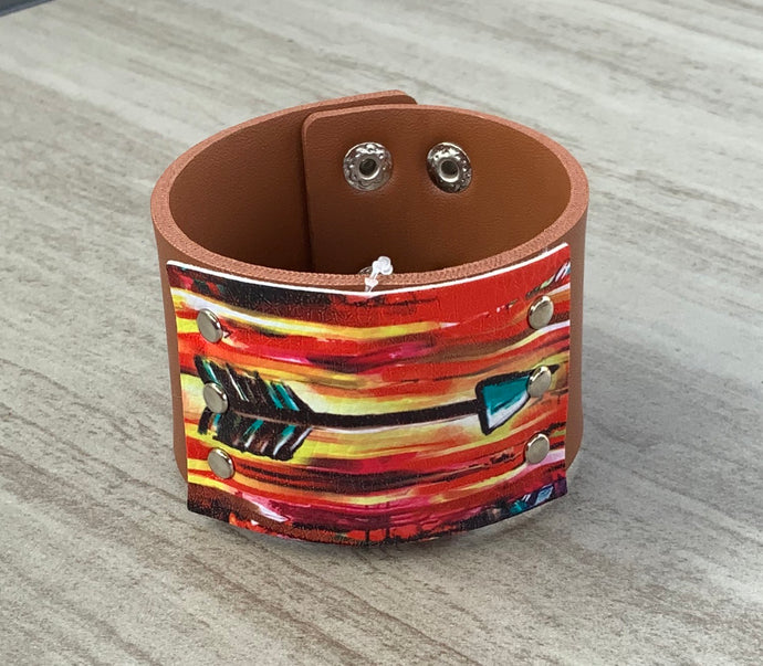 Leatherette Bracelet with Arrow Adjustable