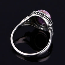 Load image into Gallery viewer, Noble Fashion Sterling Silver S925 Ring Oval 8X10MM Natural Purple Dragon Crystal Retro Ring Engagement Wedding Party Gift