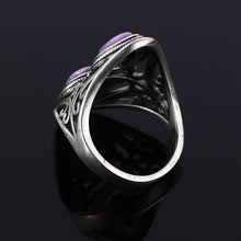 Load image into Gallery viewer, Charms 6x9MM Natural Charoite Beads Rings Women's 925 Sterling Silver Jewelry Vintage Ring Anniversary Party Gifts For Women