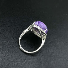 Load image into Gallery viewer, Natural Charoite 925 silver rings for women gemstone man big rings fine jewelry Opening ring design gem oval 13*18mm