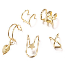Load image into Gallery viewer, Yobest 5Pcs/Set 2019 fashion Ear Cuffs Gold Leaf Ear Cuff Clip Earrings for women Climbers No Piercing Fake Cartilage Earring
